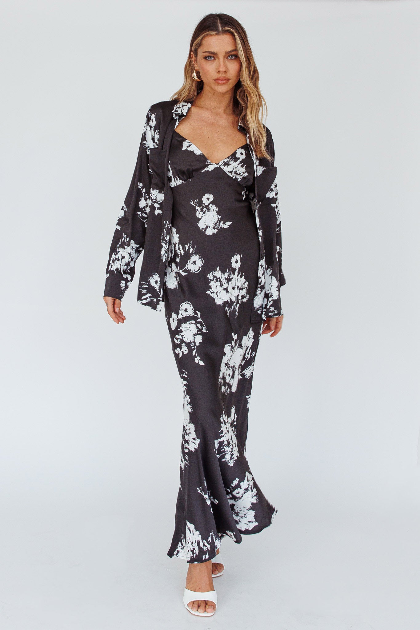 Lyndel Tied Back Slip Midi Dress Black by Selfie Leslie Australia