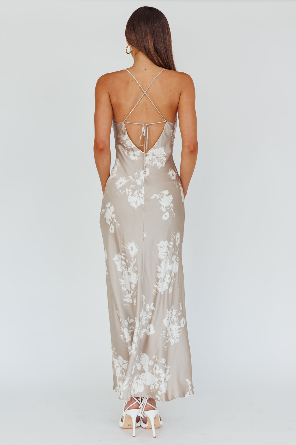 Lyndel Tied Back Slip Midi Dress Grey by Selfie Leslie Australia