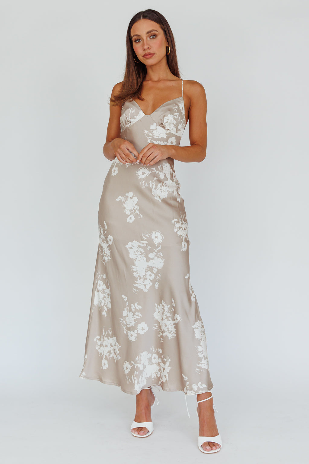 Lyndel Tied Back Slip Midi Dress Grey by Selfie Leslie Australia