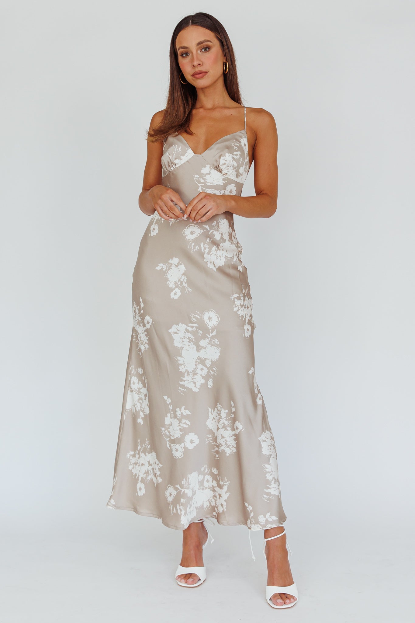Lyndel Tied Back Slip Midi Dress Grey by Selfie Leslie Australia
