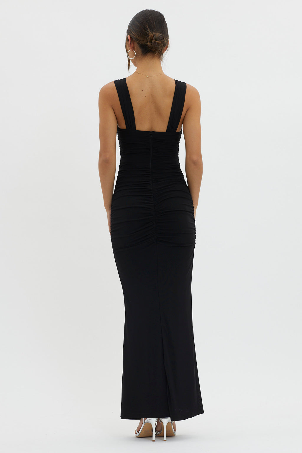 Oliana Sheer Waist Keyhole Maxi Dress Black by Selfie Leslie Australia