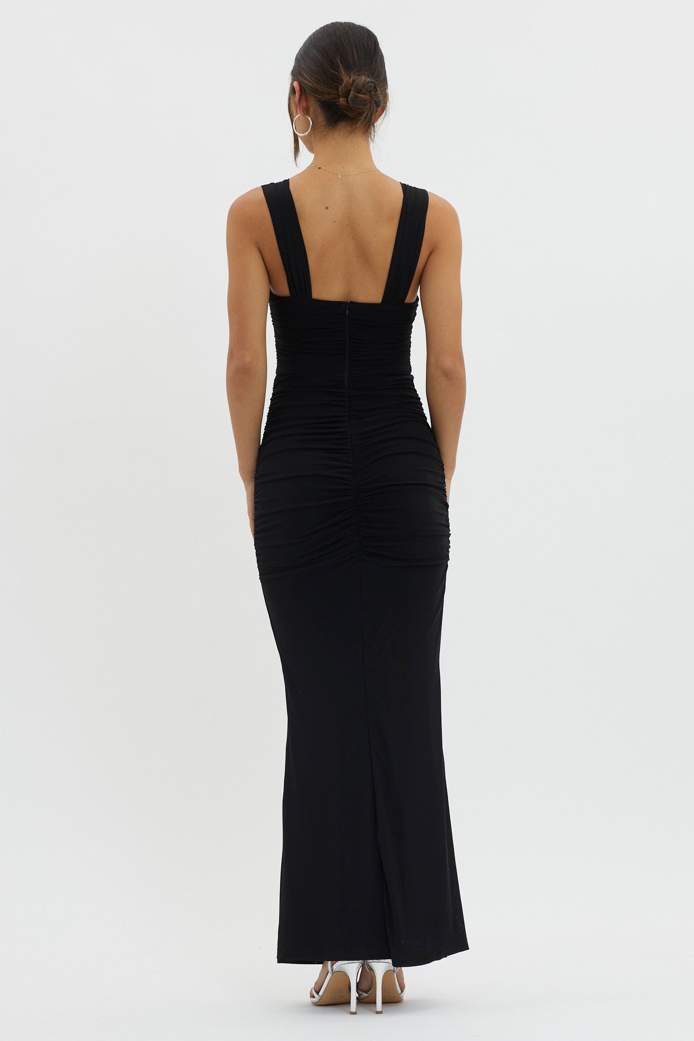 Oliana Sheer Waist Keyhole Maxi Dress Black by Selfie Leslie Australia