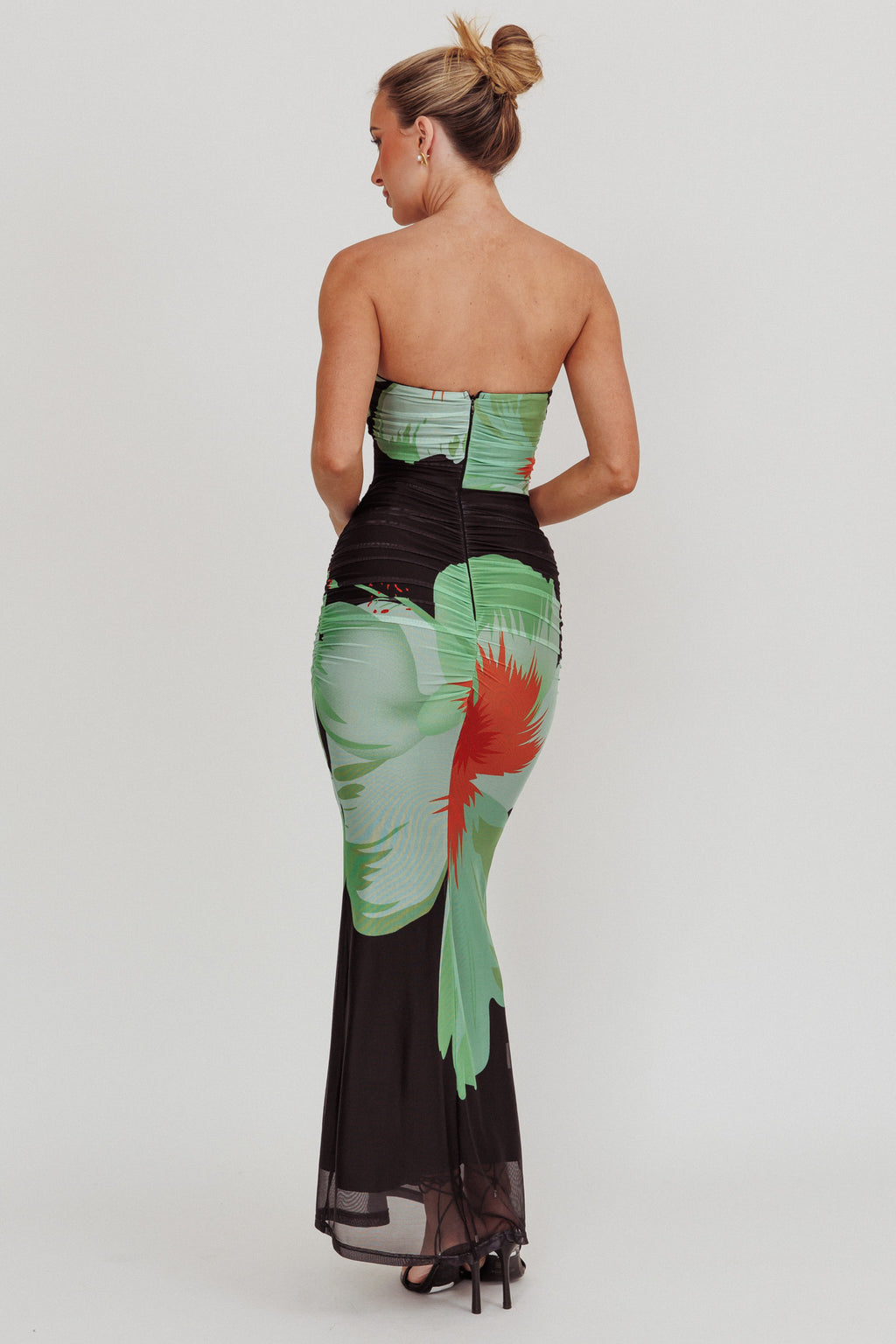 Oliana Sheer Waist Floral Maxi Dress Black by Selfie Leslie Australia