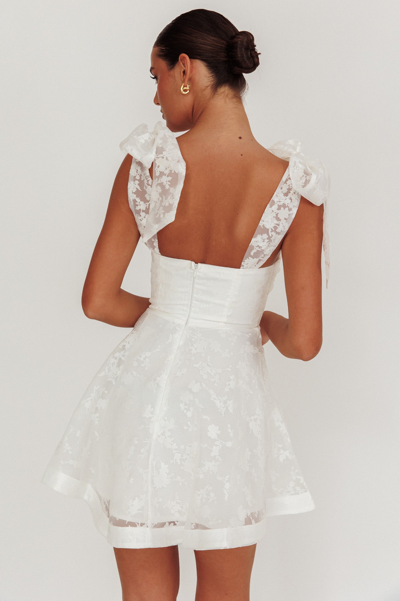 Oliana Tied Shoulders Keyhole Mini Dress White by Selfie Leslie Australia