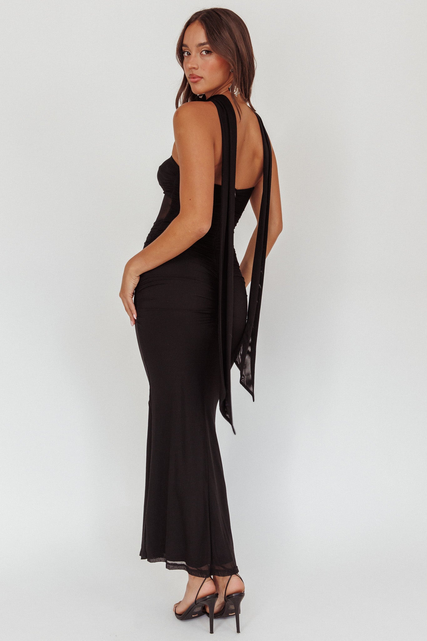 Oliana Strapless Mesh Maxi Dress Black by Selfie Leslie Australia