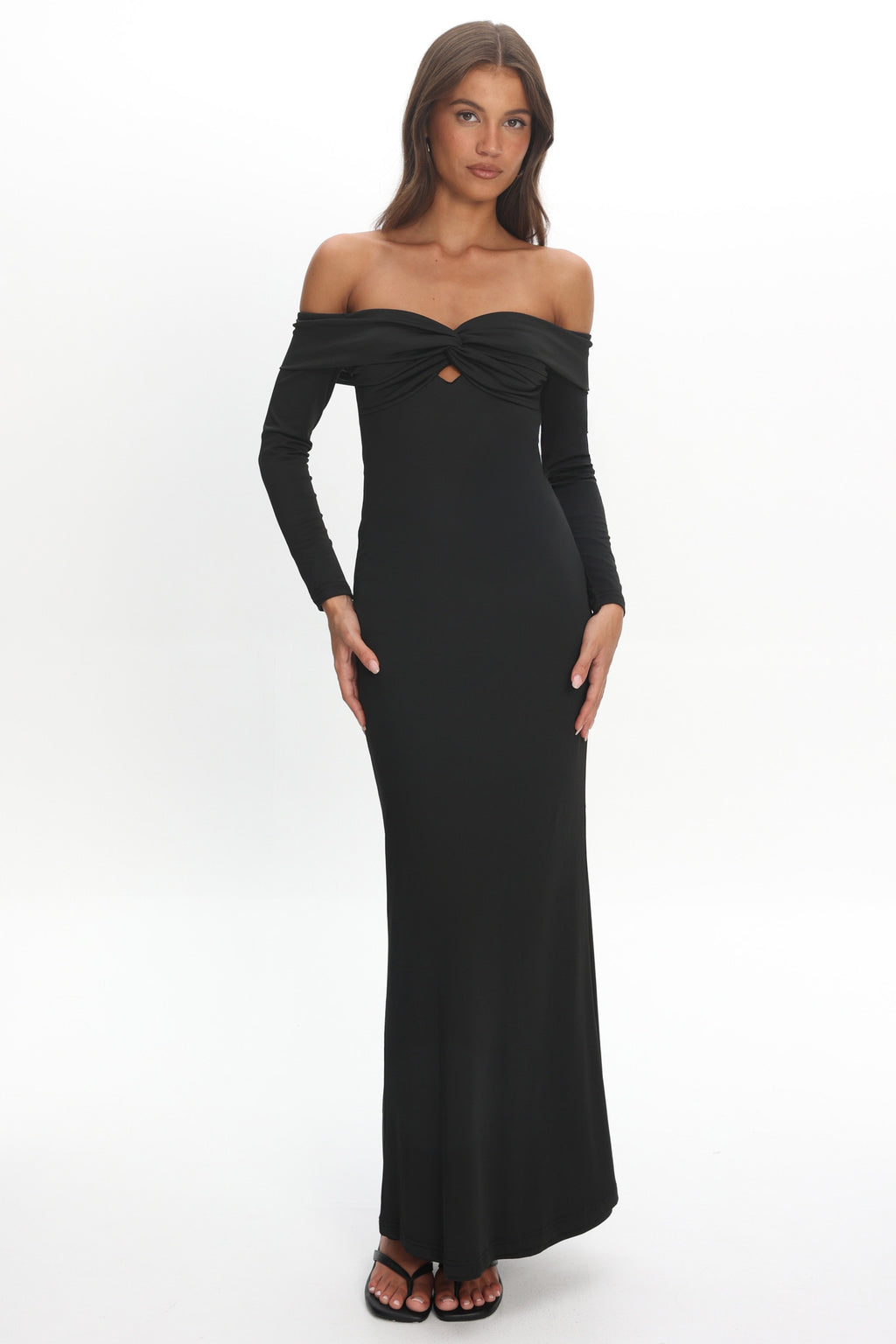 Oliana Twist Bust Maxi Dress Black by Selfie Leslie Australia