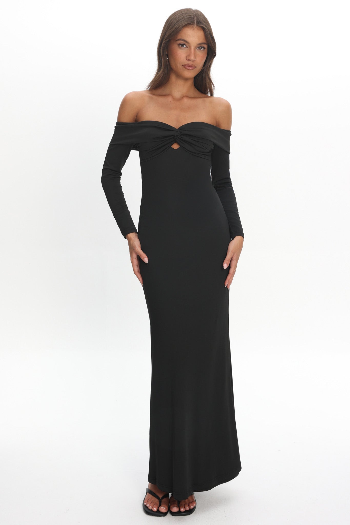 Oliana Twist Bust Maxi Dress Black by Selfie Leslie Australia