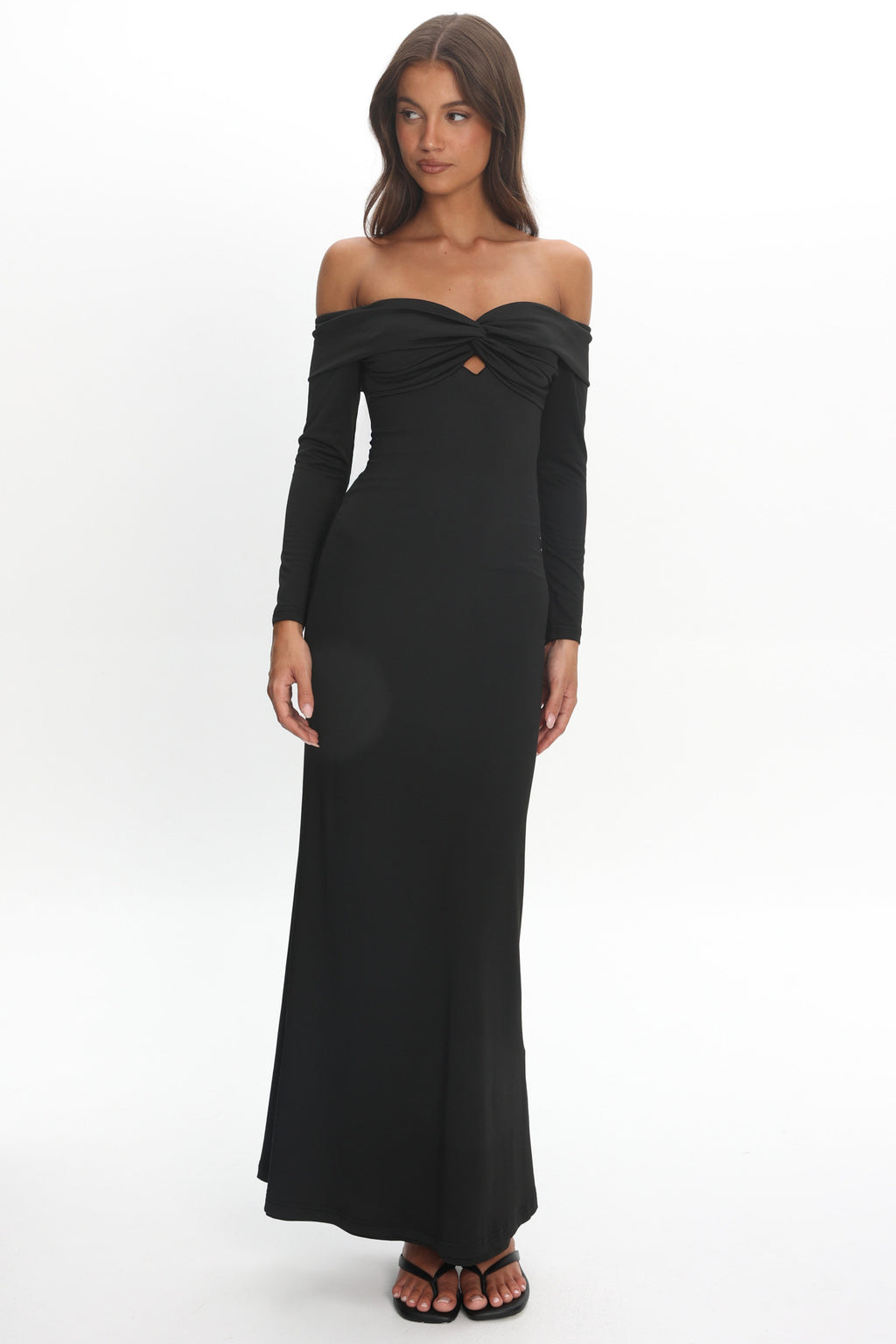 Oliana Twist Bust Maxi Dress Black by Selfie Leslie Australia