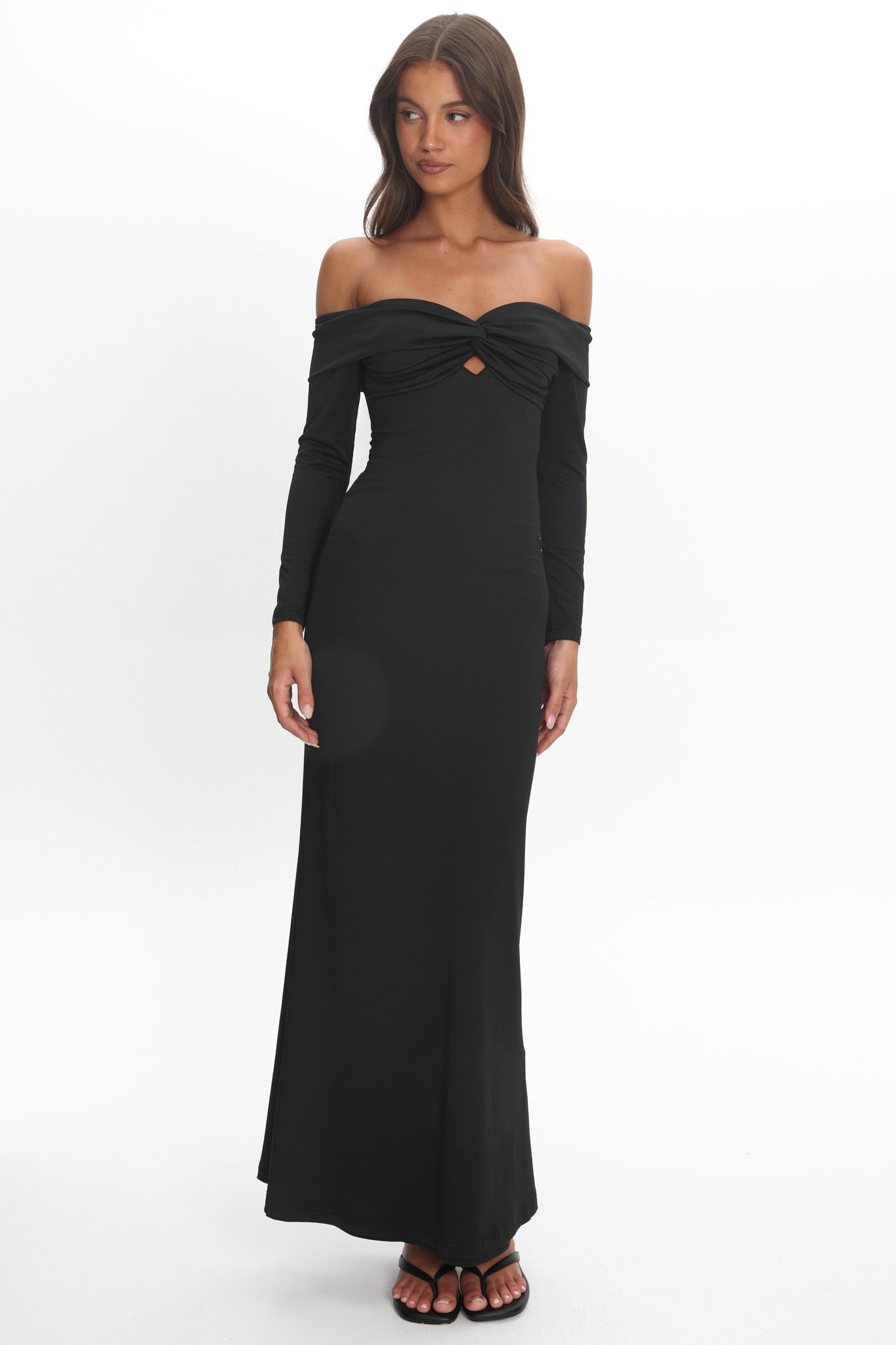 Oliana Twist Bust Maxi Dress Black by Selfie Leslie Australia