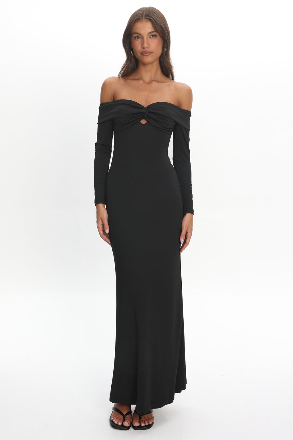 Oliana Twist Bust Maxi Dress Black by Selfie Leslie Australia