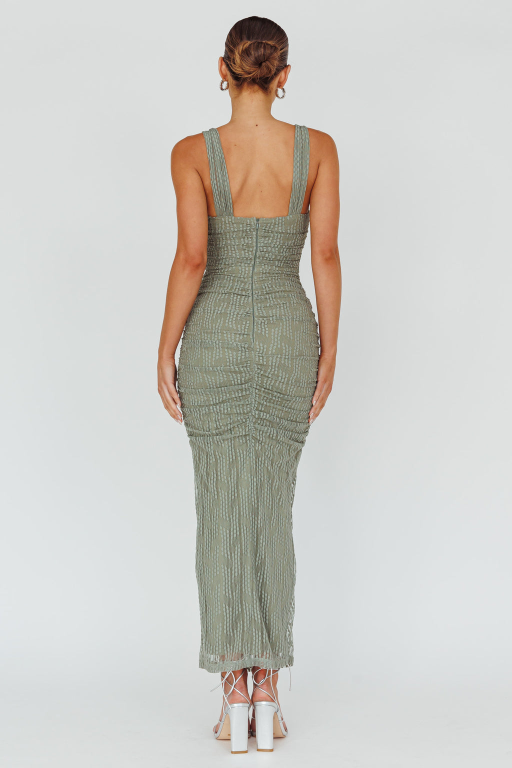 Oliana Embroidered Mesh Midi Dress Fern by Selfie Leslie Australia