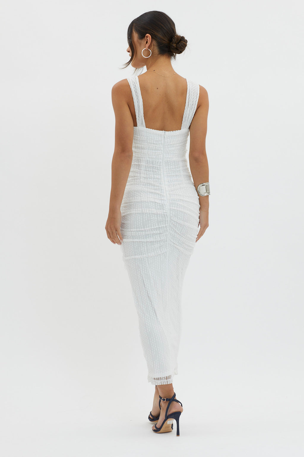 Oliana Embroidered Mesh Midi Dress White by Selfie Leslie Australia