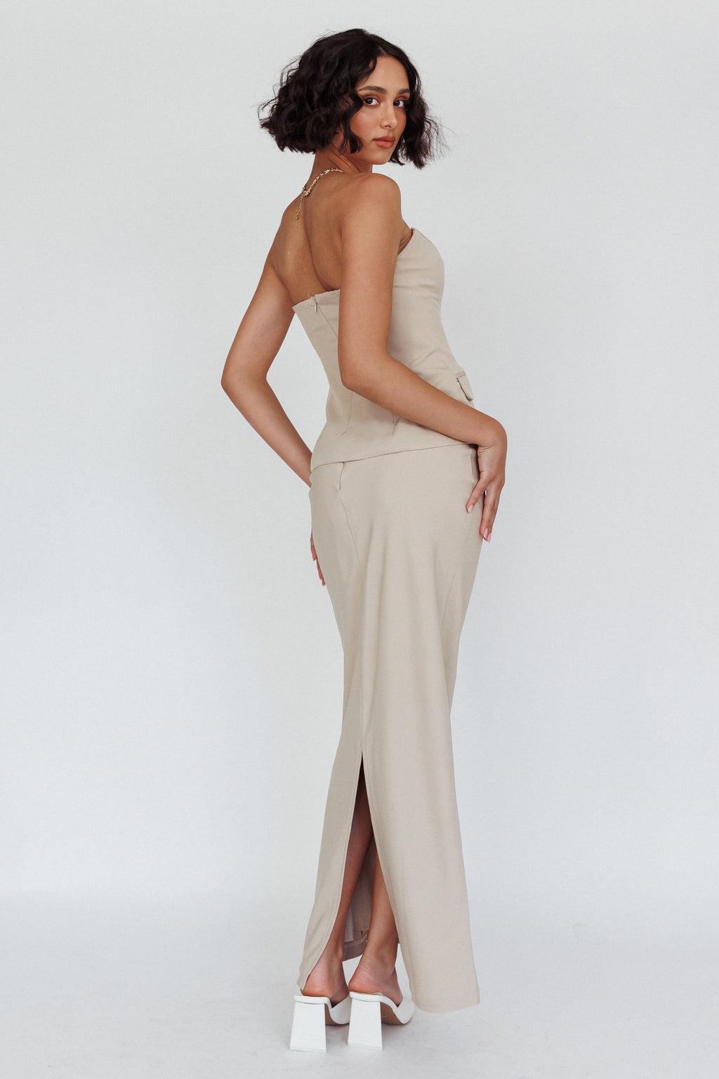Valencia Flare Midi Skirt Oat by Selfie Leslie Australia