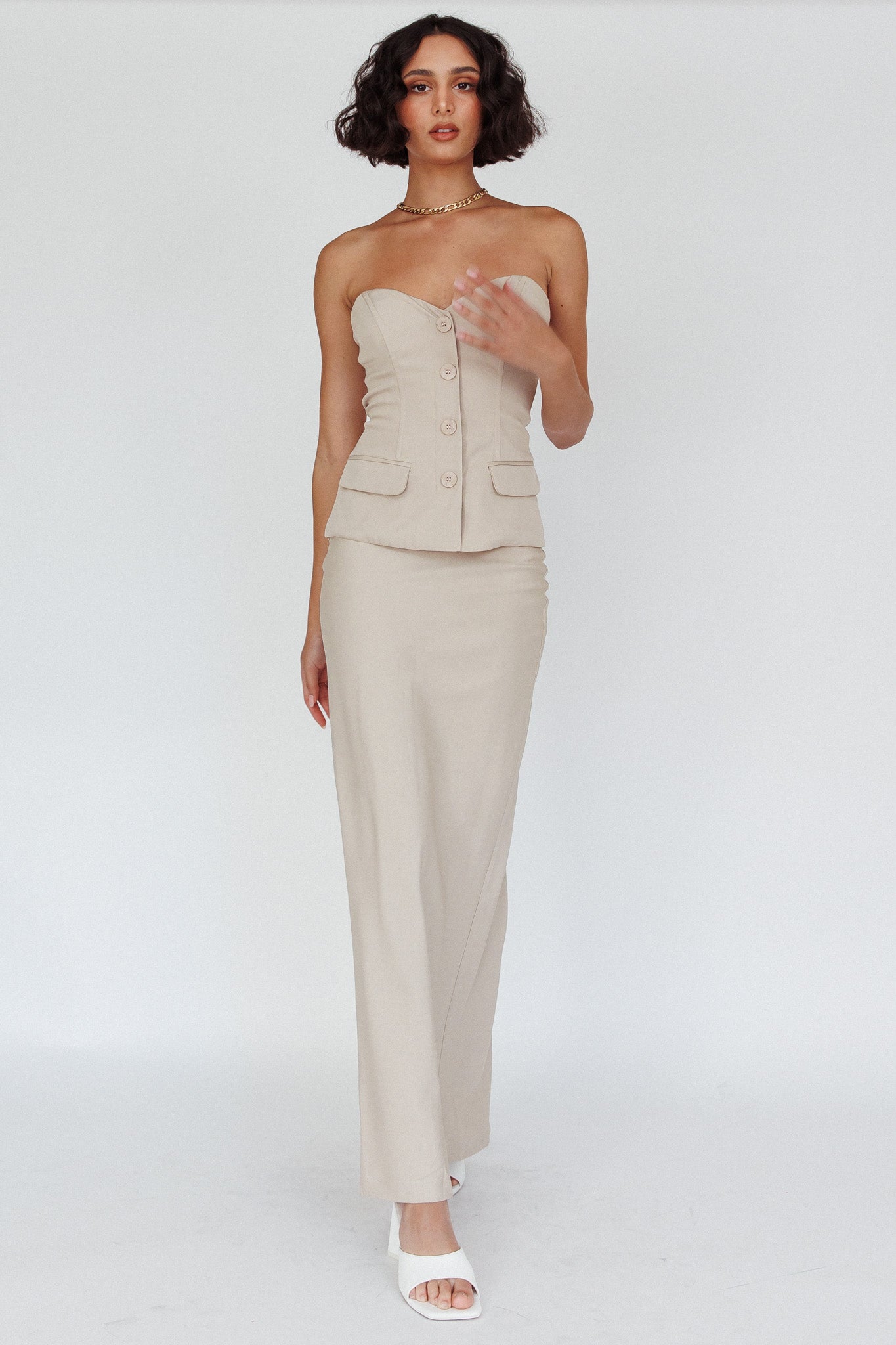 Valencia Flare Midi Skirt Oat by Selfie Leslie Australia