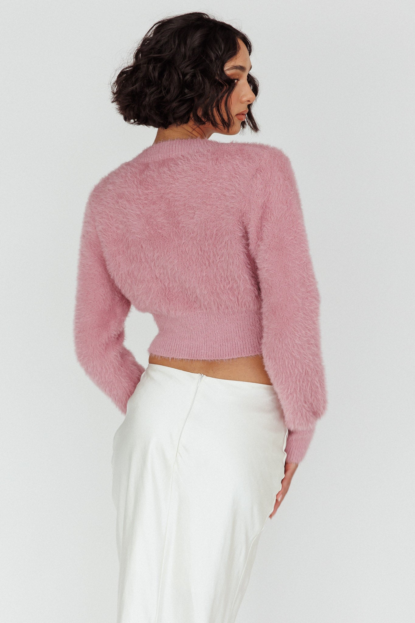 Chica Dulce Heart Button Knit Crop Top Blush by Selfie Leslie Australia