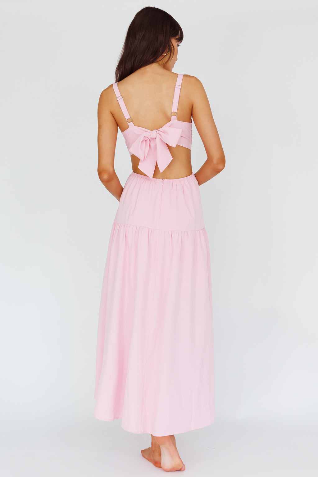 Kassi Gathered Bodice Maxi Dress Blush by Selfie Leslie Australia