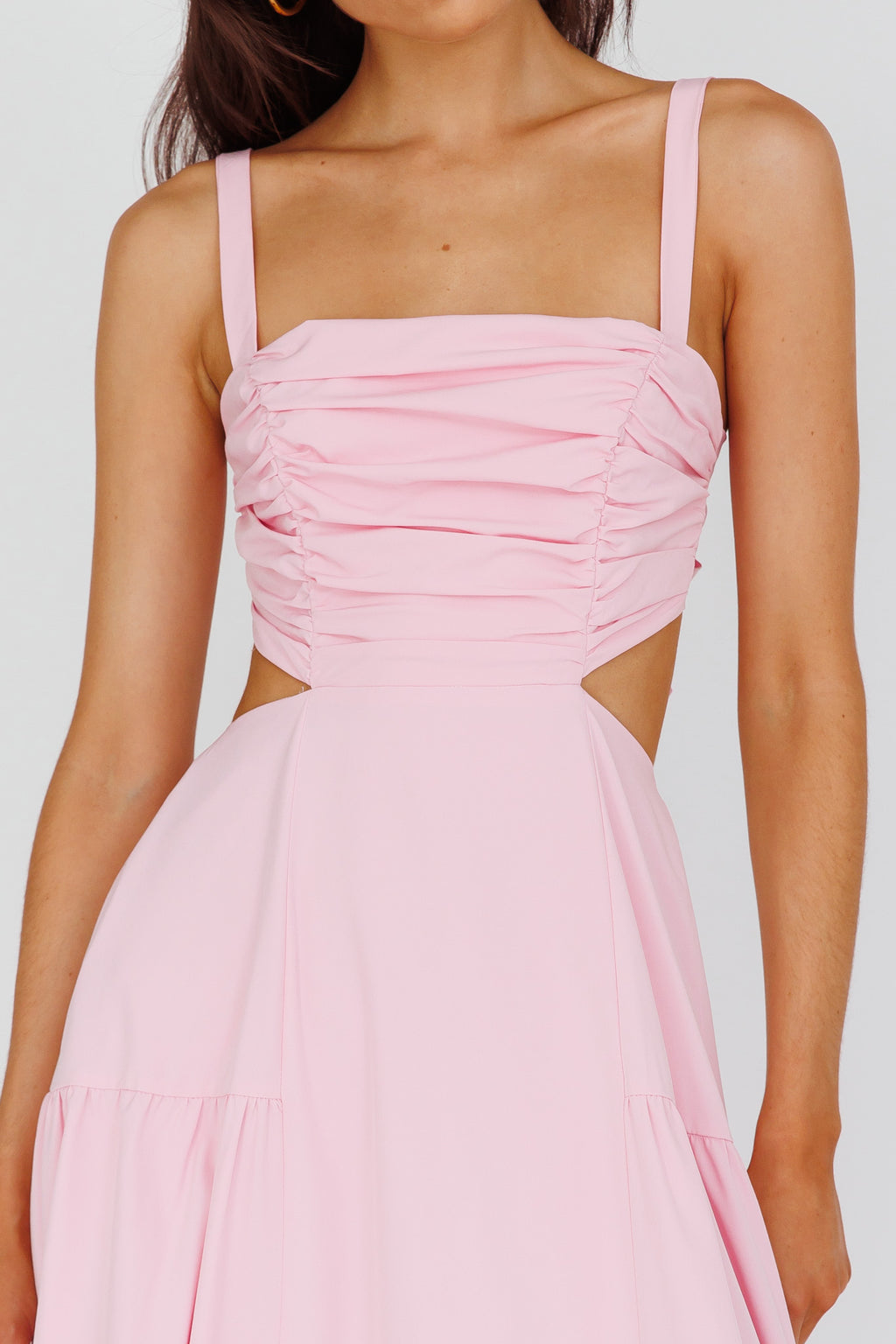 Kassi Gathered Bodice Maxi Dress Blush by Selfie Leslie Australia