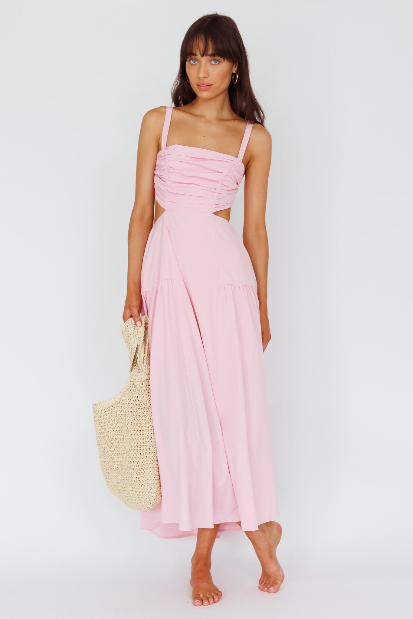 Kassi Gathered Bodice Maxi Dress Blush by Selfie Leslie Australia