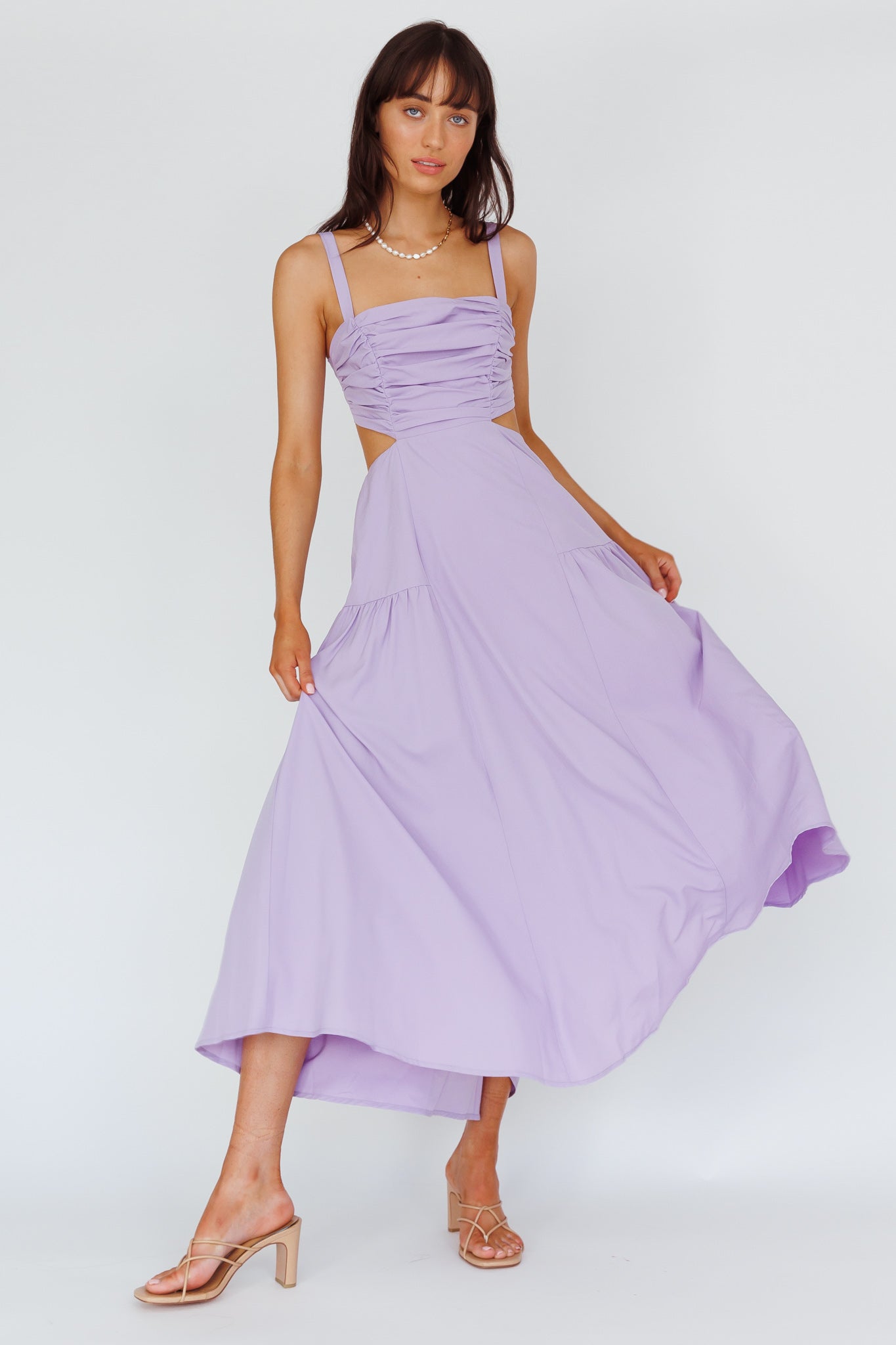 Kassi Gathered Bodice Maxi Dress Lilac by Selfie Leslie Australia