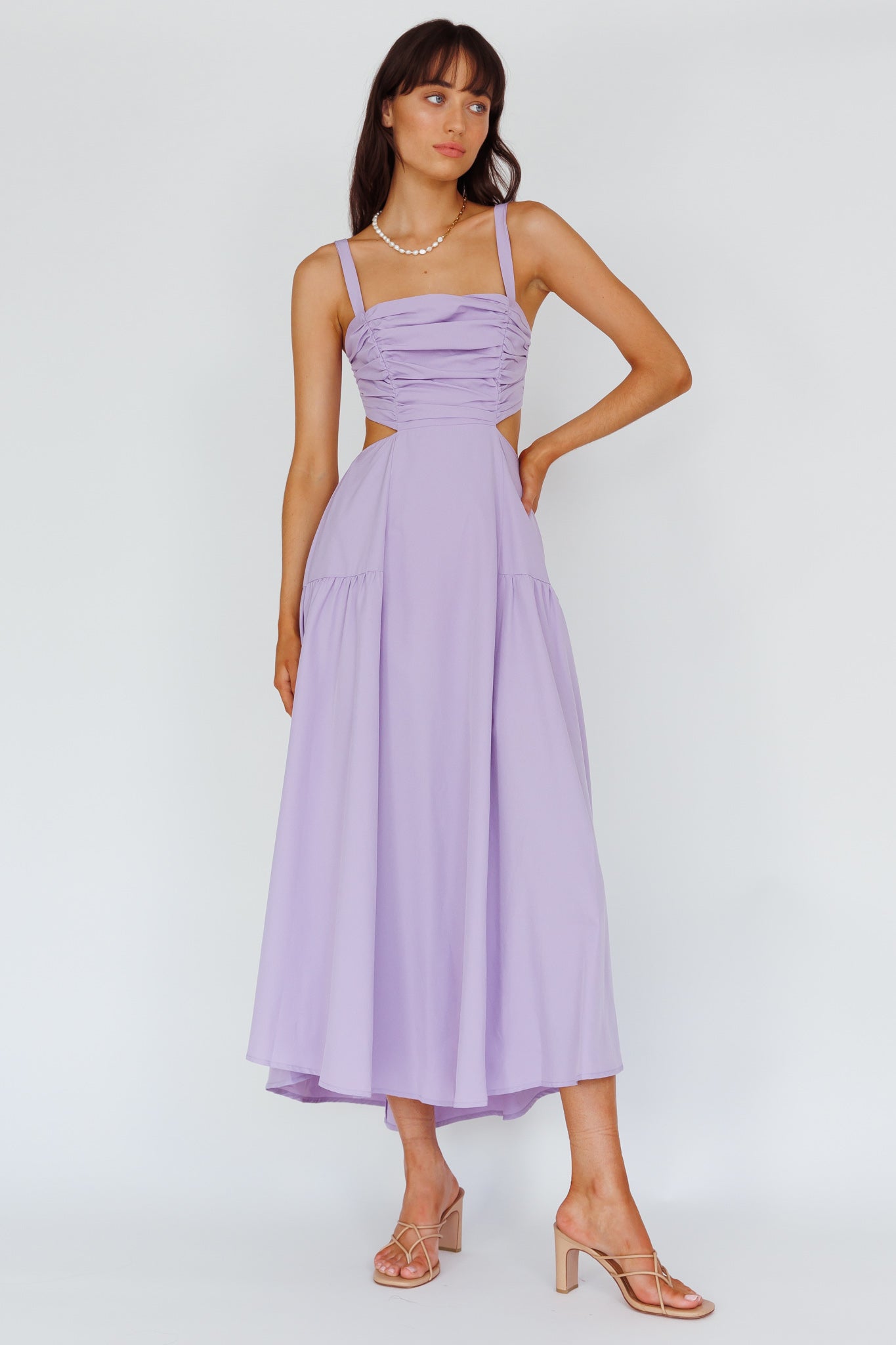 Kassi Gathered Bodice Maxi Dress Lilac by Selfie Leslie Australia