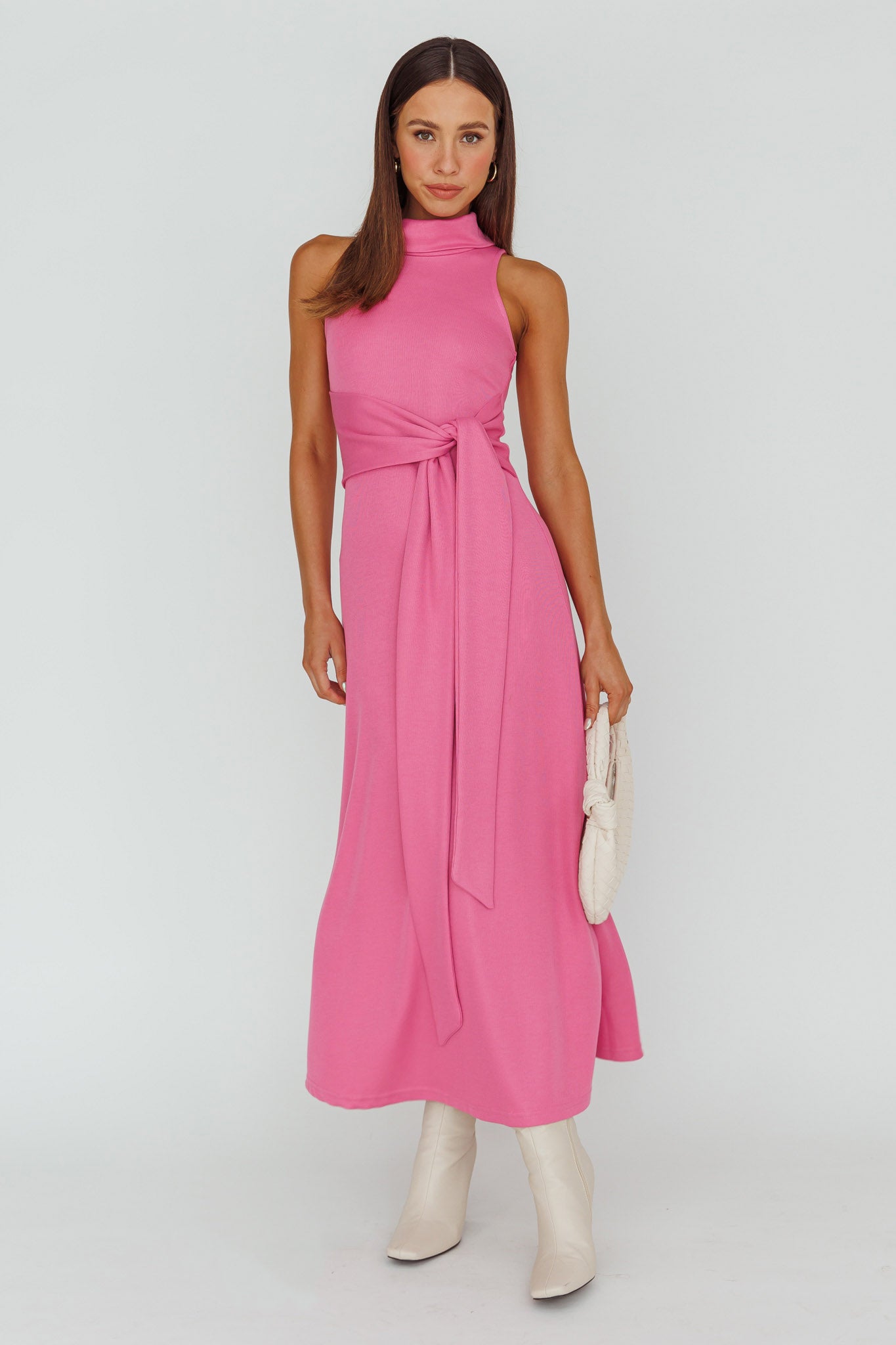 Make A Way Sleeveless Turtleneck Dress Pink by Selfie Leslie Australia