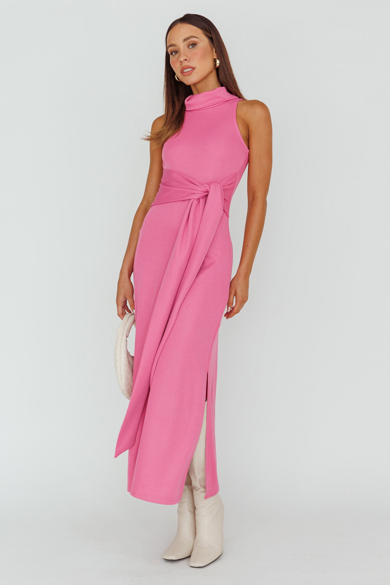 Make A Way Sleeveless Turtleneck Dress Pink by Selfie Leslie Australia