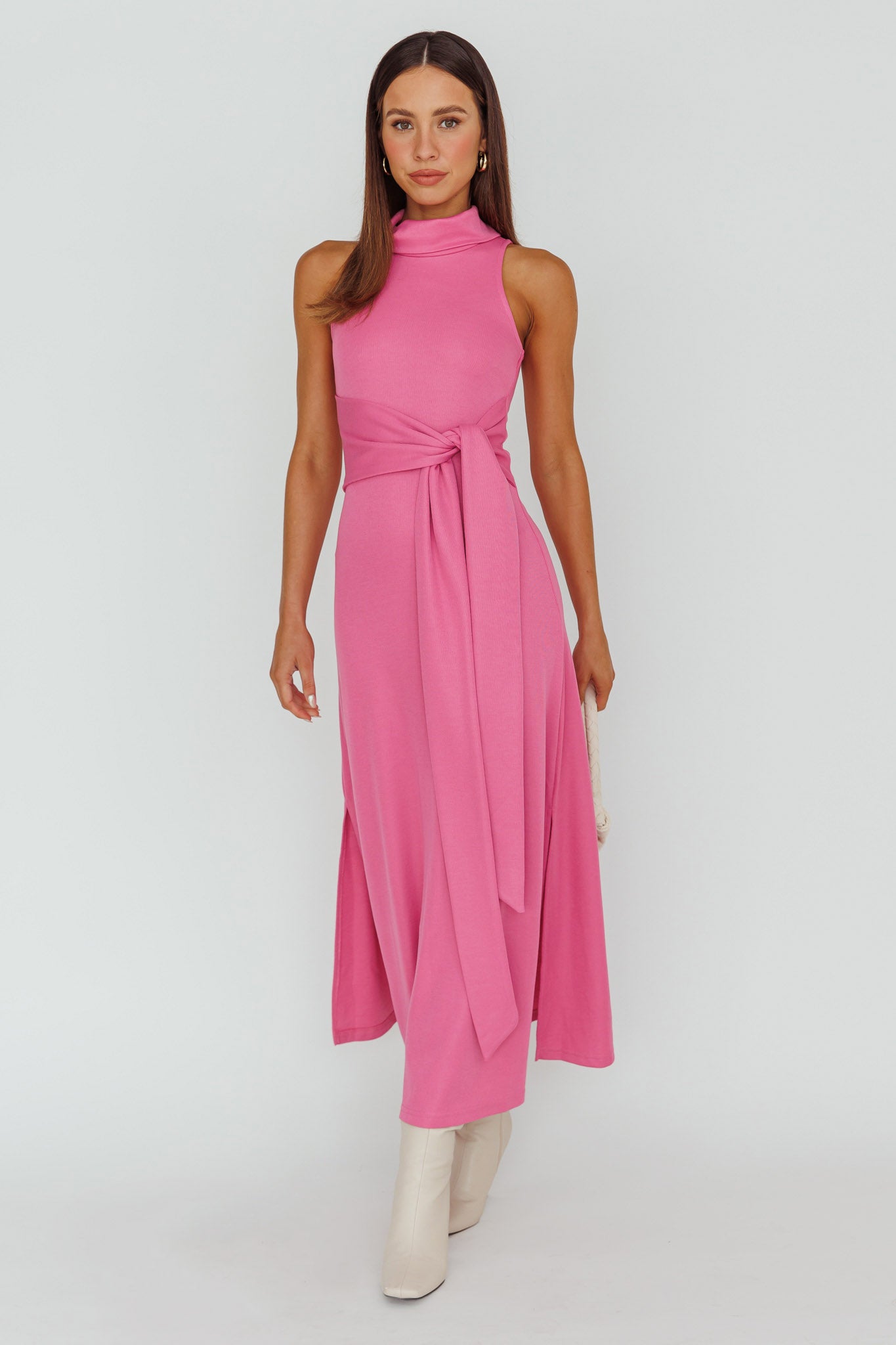 Make A Way Sleeveless Turtleneck Dress Pink by Selfie Leslie Australia