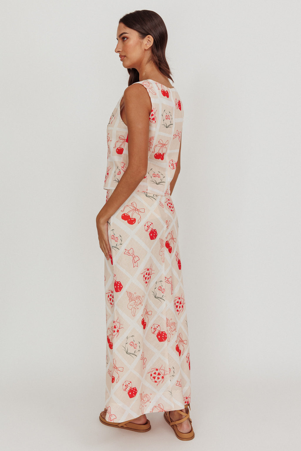 Flowering Romantic Print A-Line Maxi Skirt Beige by Selfie Leslie Australia