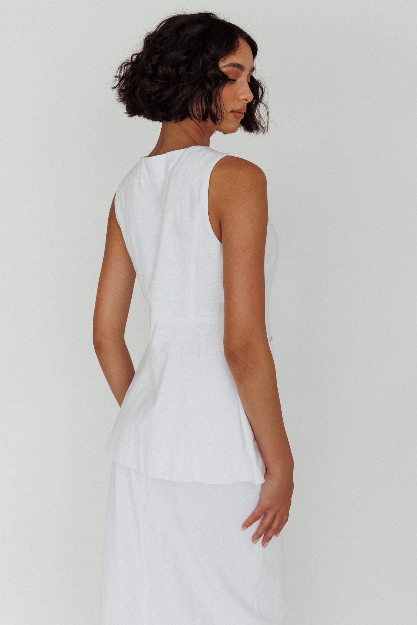 Philomena Button Vest Top White by Selfie Leslie Australia