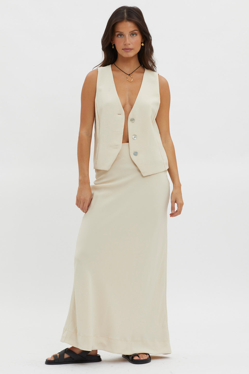 Philomena Button Vest Top Oat by Selfie Leslie Australia