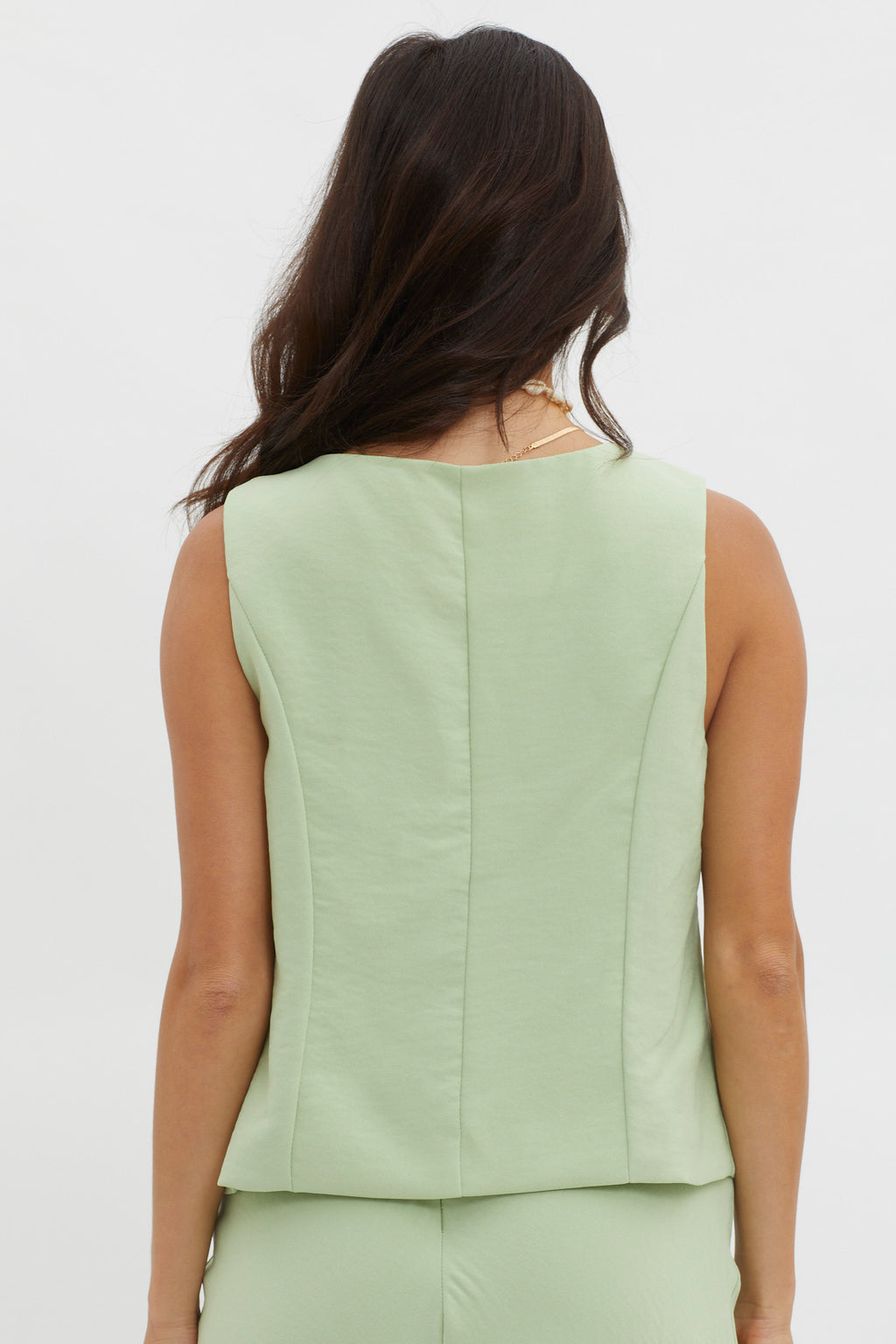 Philomena Button Vest Top Sage by Selfie Leslie Australia