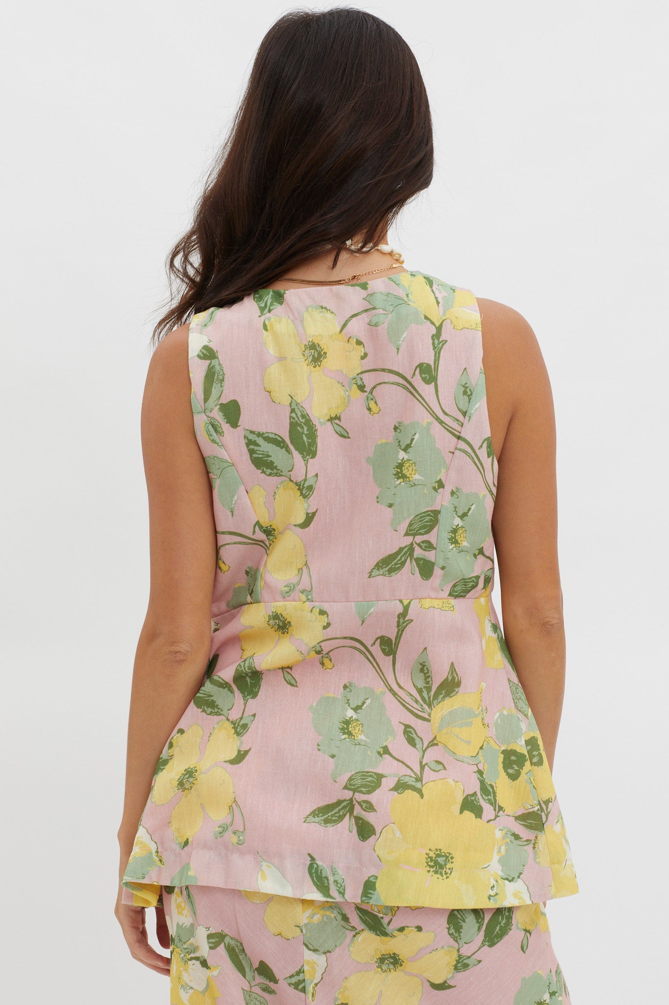 Philomena Button Vest Top Floral Blush by Selfie Leslie Australia