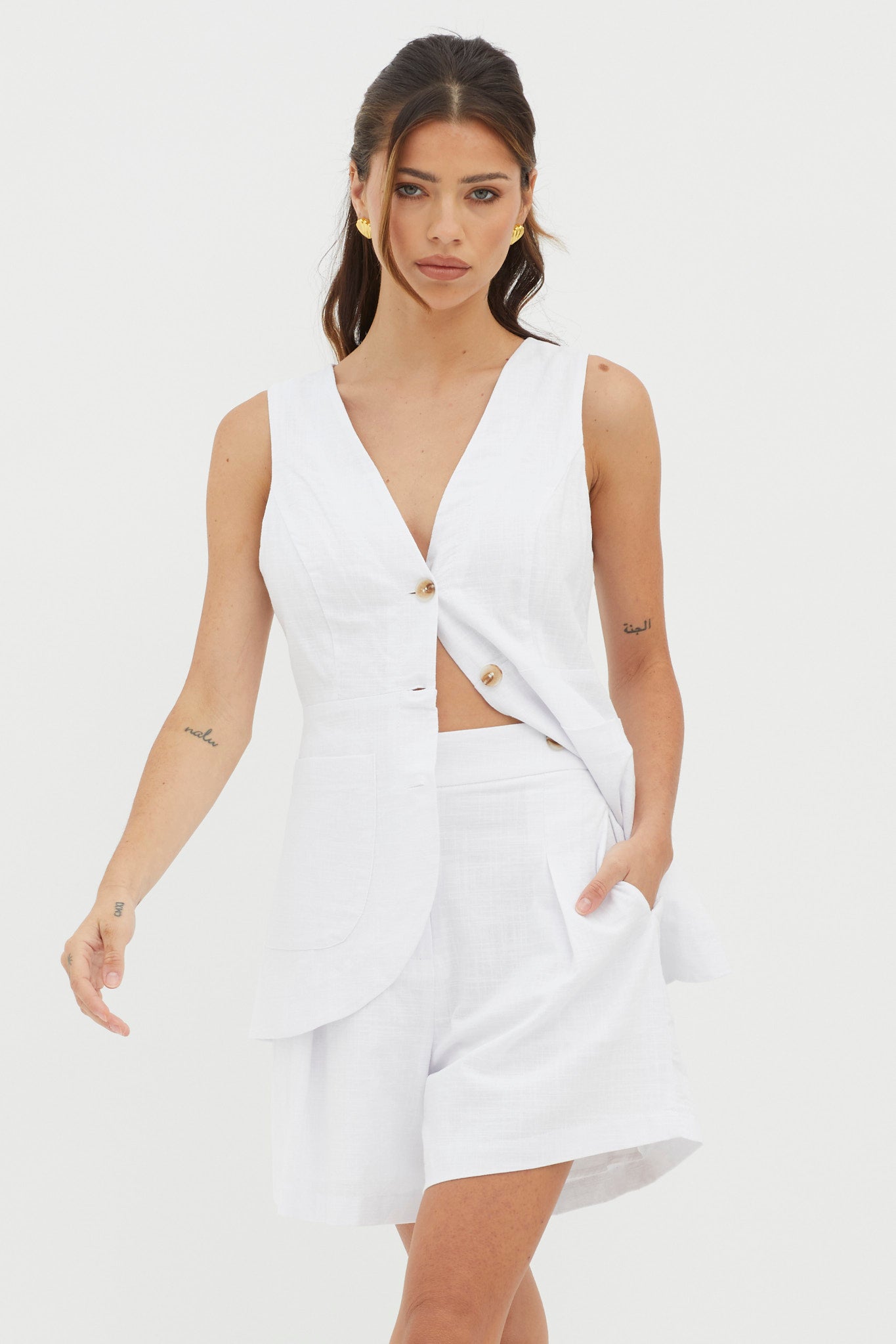 Philomena Pleat Shorts White by Selfie Leslie Australia