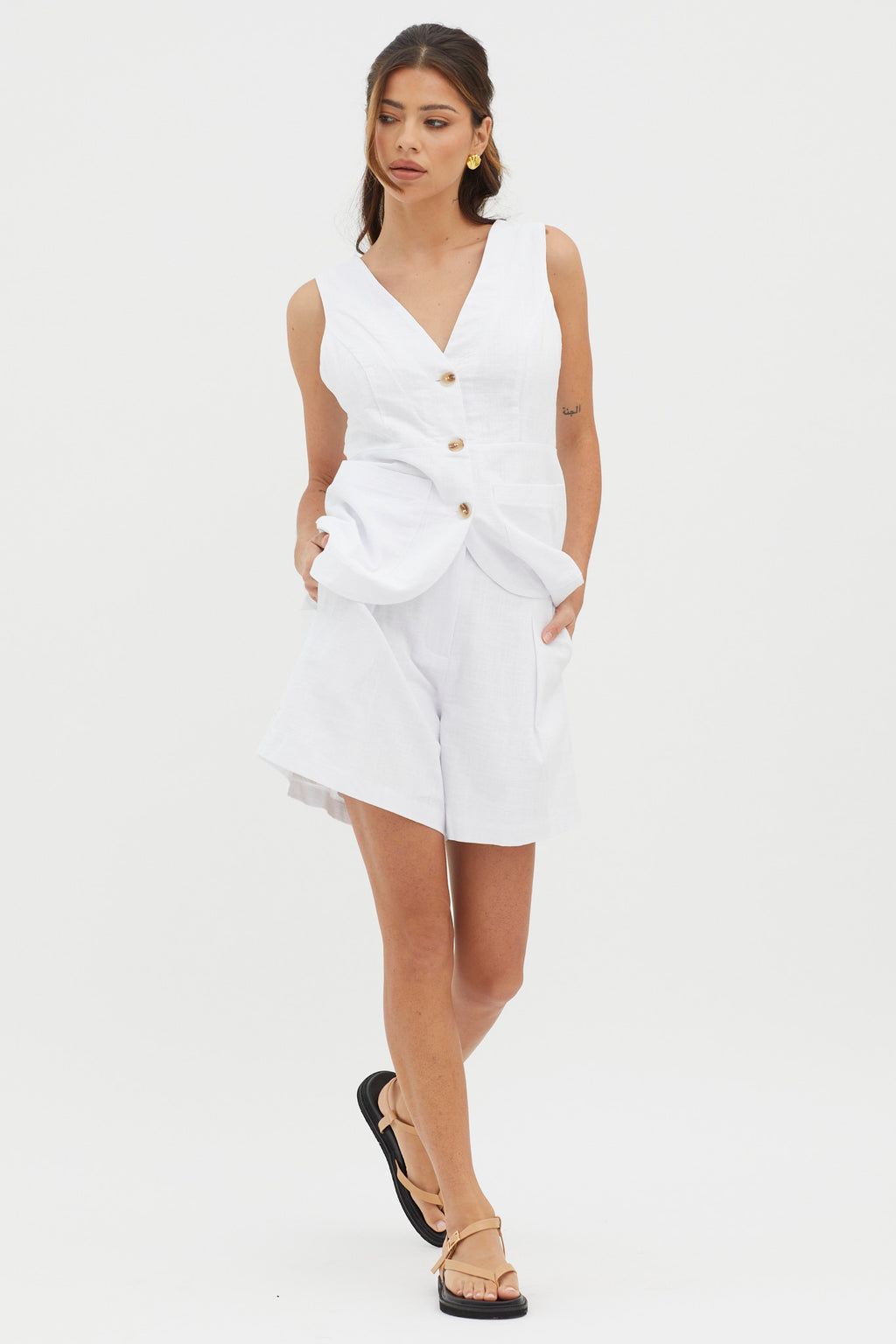 Philomena Pleat Shorts White by Selfie Leslie Australia