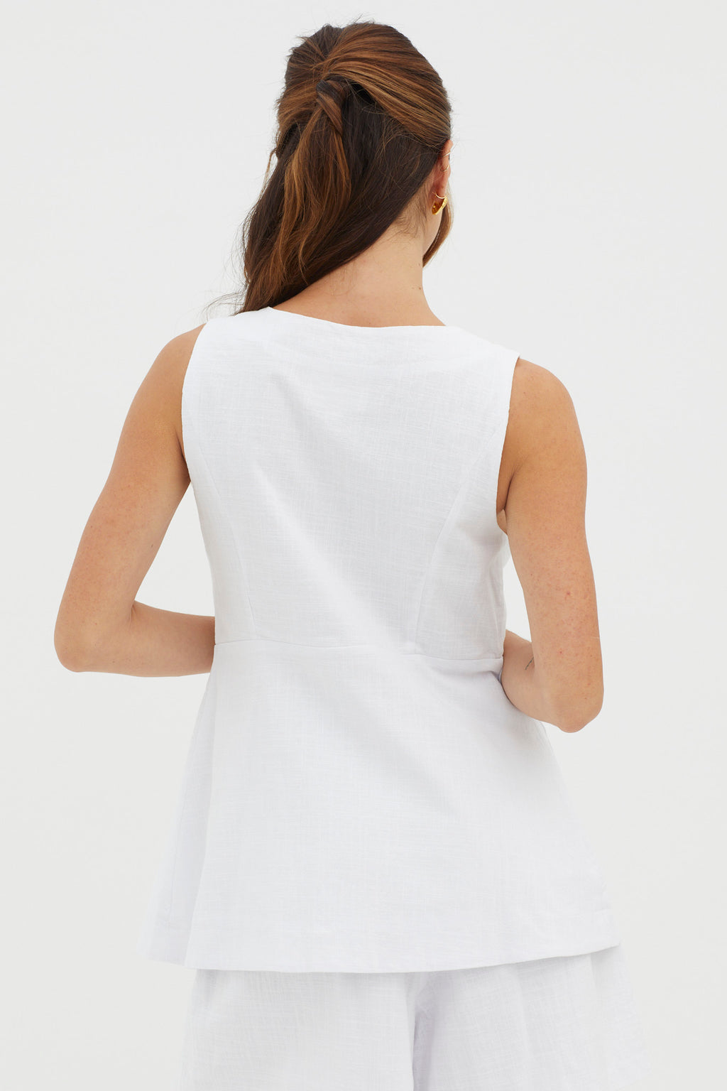 Philomena Button Pocket Vest Top White by Selfie Leslie Australia