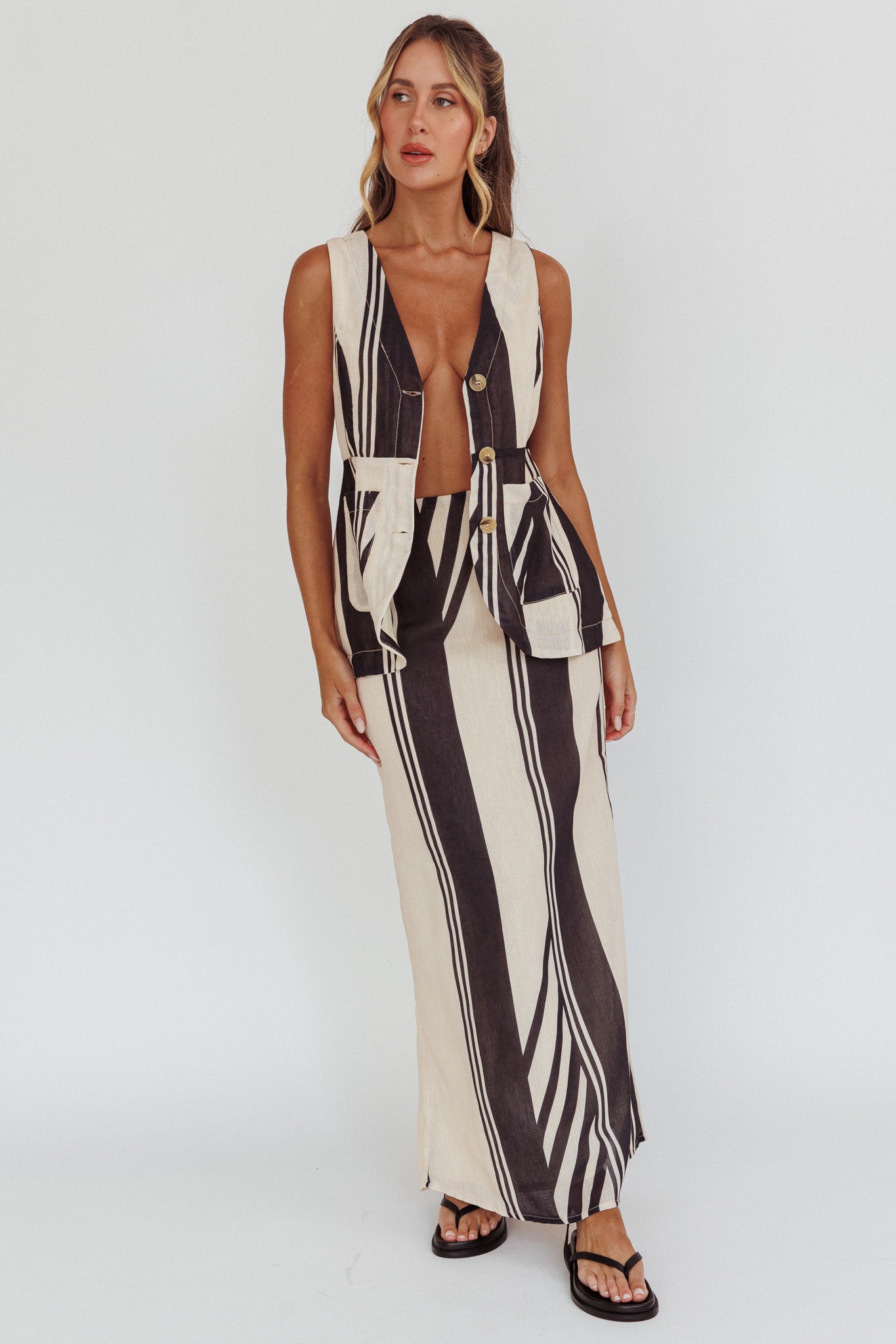 Philomena Maxi Skirt Stripe Black by Selfie Leslie Australia