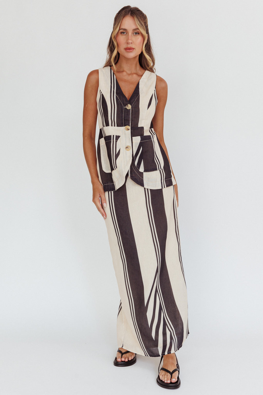 Philomena Maxi Skirt Stripe Black by Selfie Leslie Australia