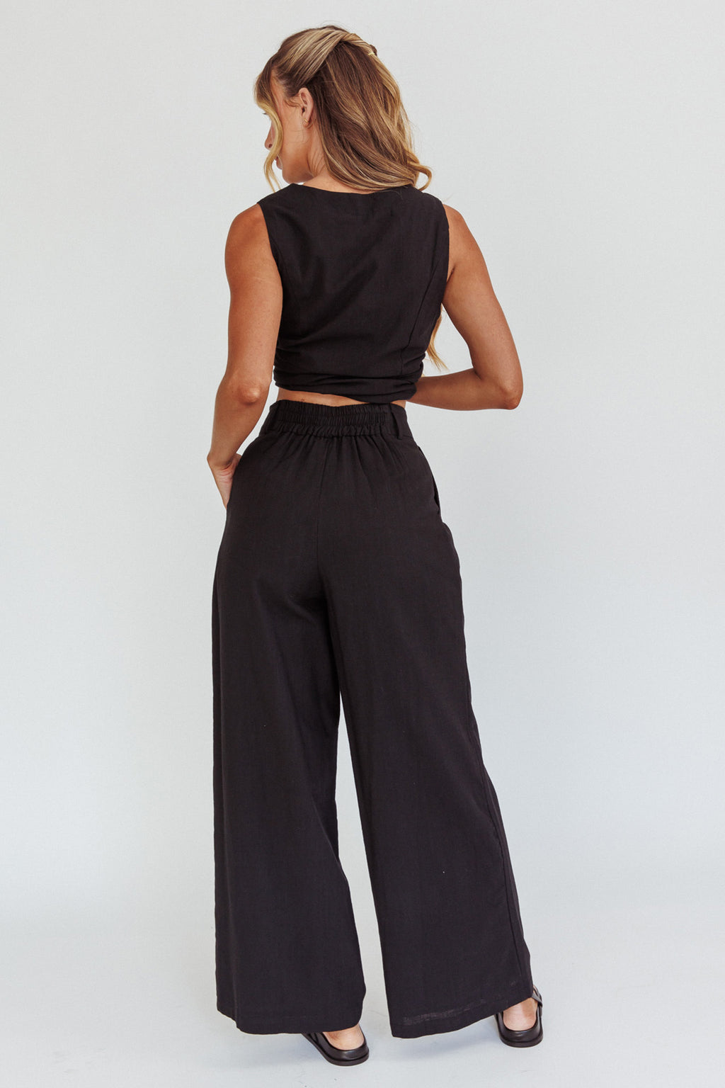 Philomena Wide-Leg Pants Black by Selfie Leslie Australia