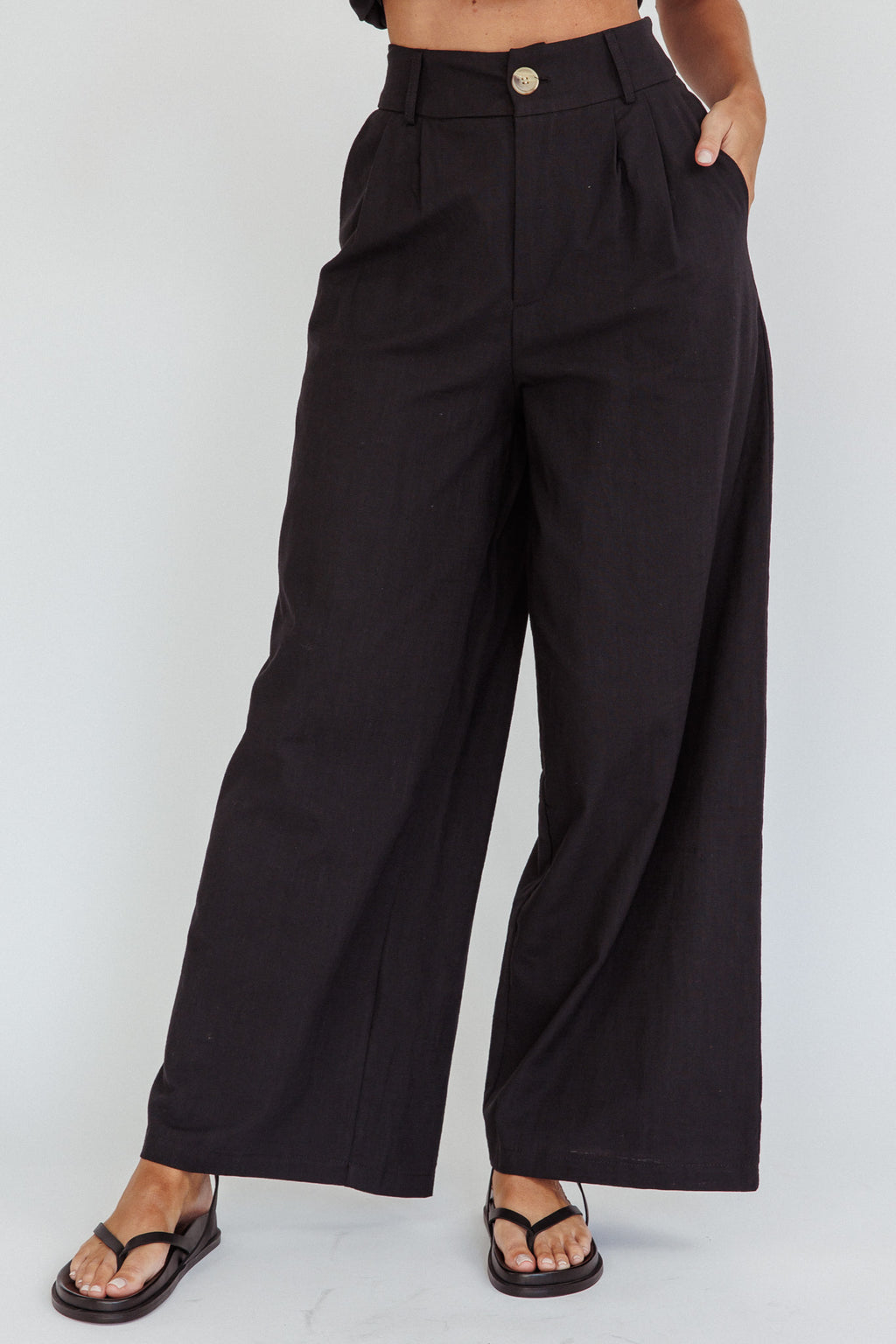 Philomena Wide-Leg Pants Black by Selfie Leslie Australia