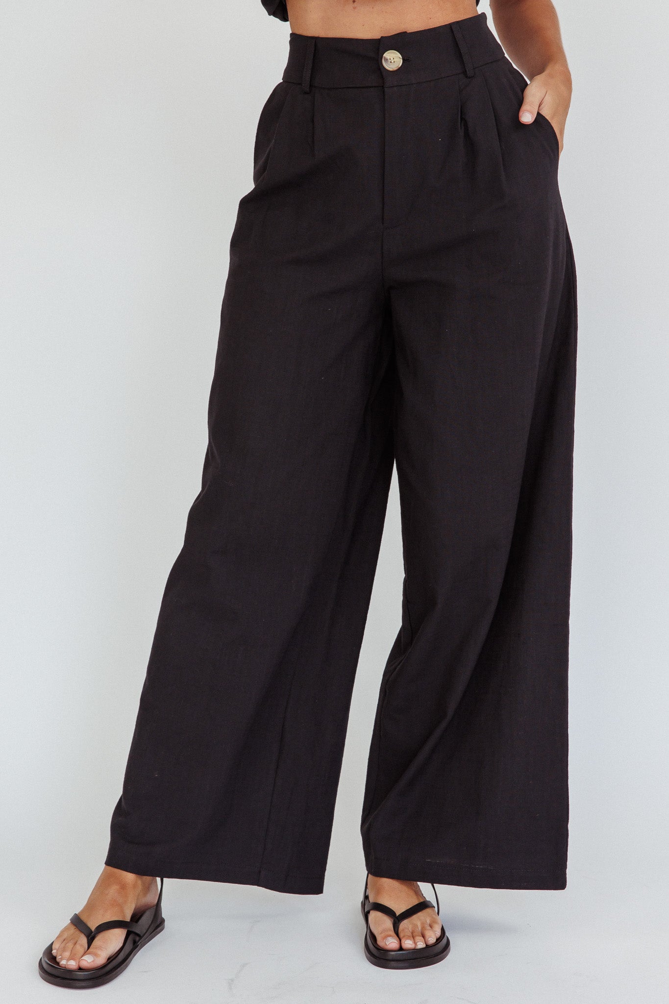 Philomena Wide-Leg Pants Black by Selfie Leslie Australia