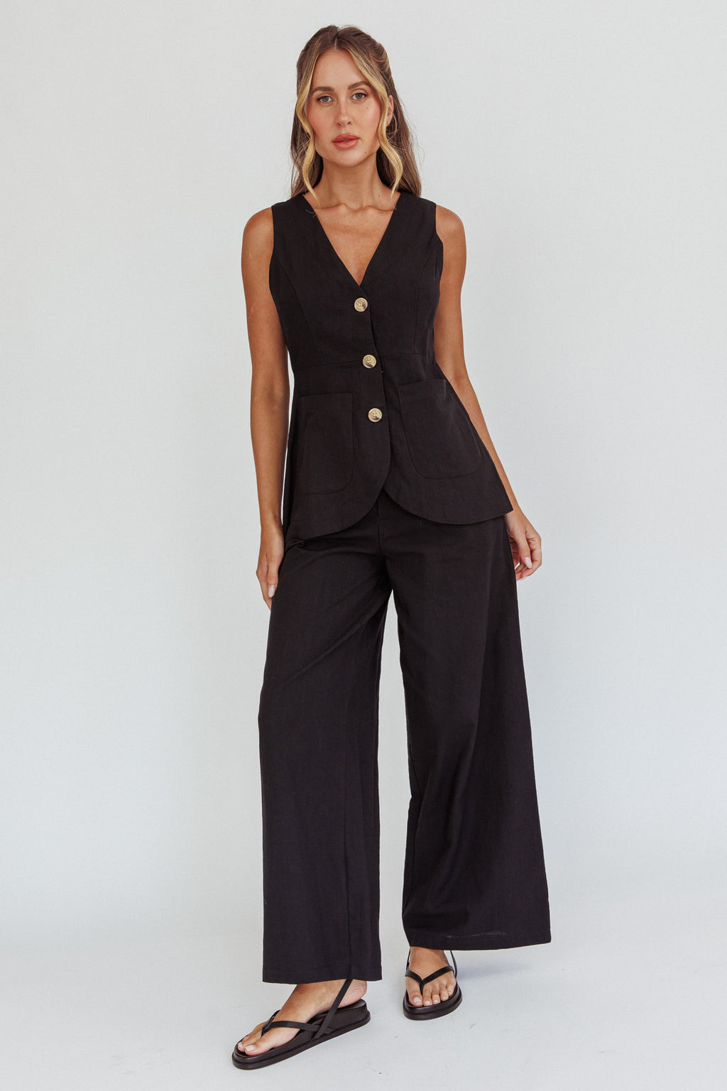 Philomena Wide-Leg Pants Black by Selfie Leslie Australia