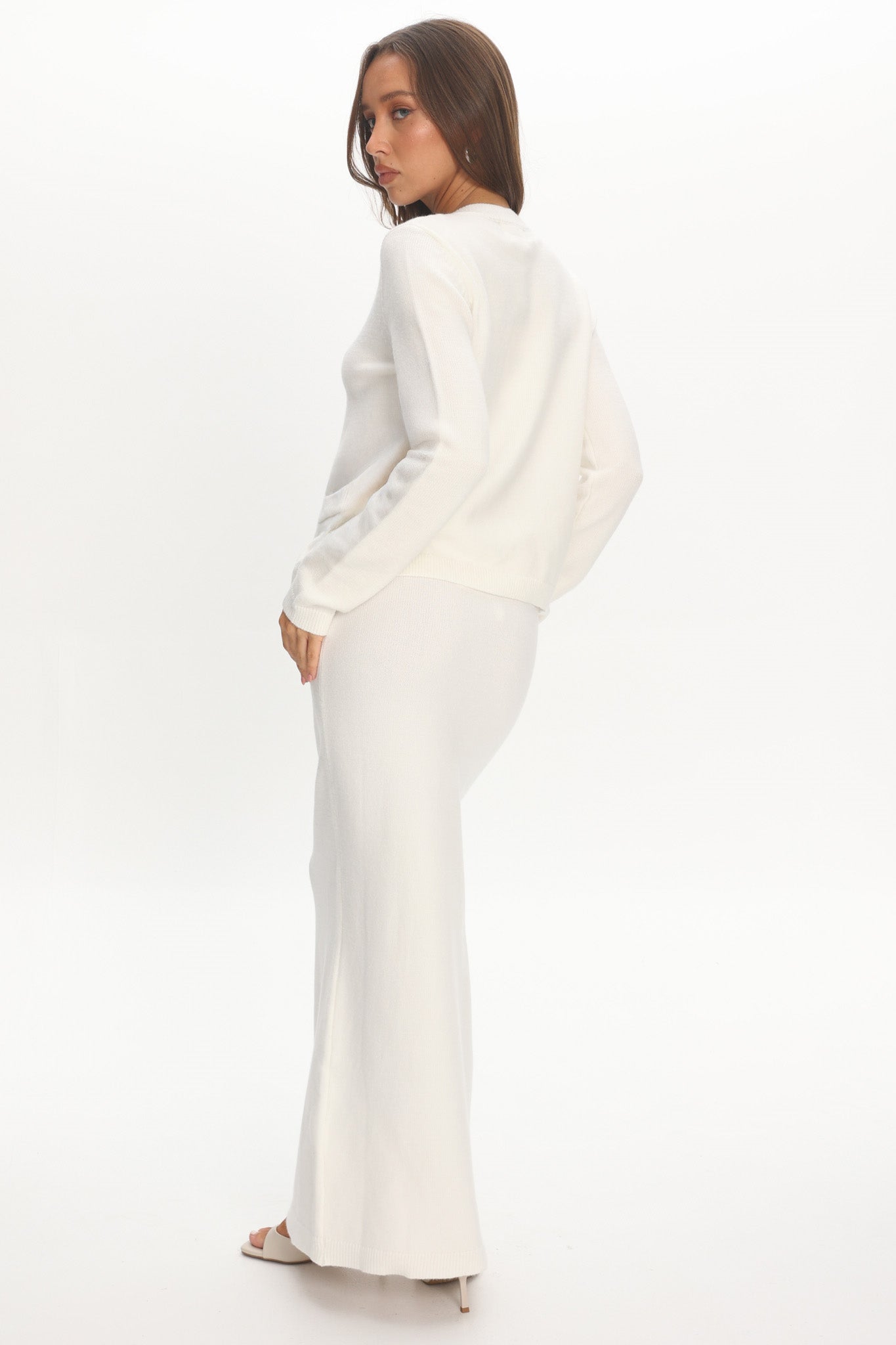 Autumn Breeze Knit Maxi Skirt Off White by Selfie Leslie Australia