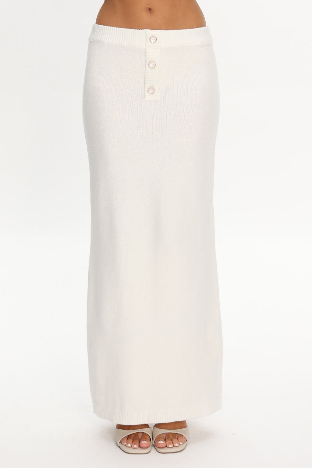 Autumn Breeze Knit Maxi Skirt Off White by Selfie Leslie Australia