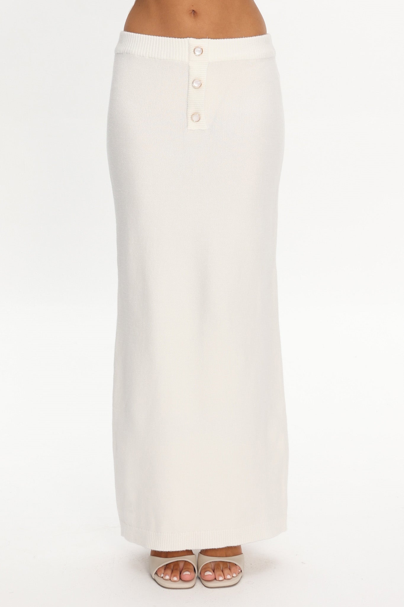 Autumn Breeze Knit Maxi Skirt Off White by Selfie Leslie Australia