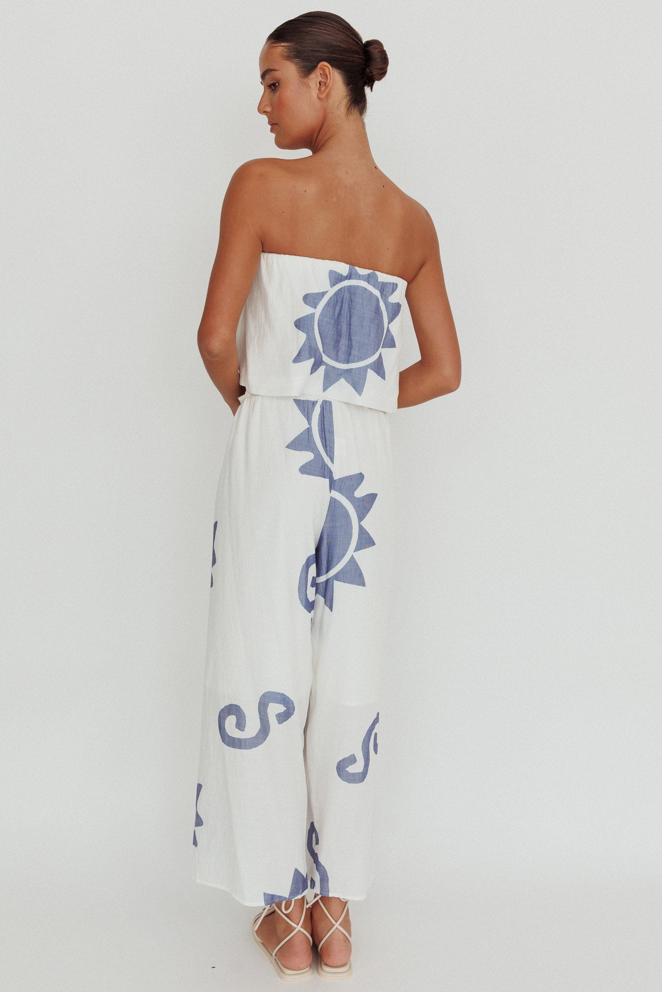 Nectar Sun Print Wide Leg Pants Blue by Selfie Leslie Australia