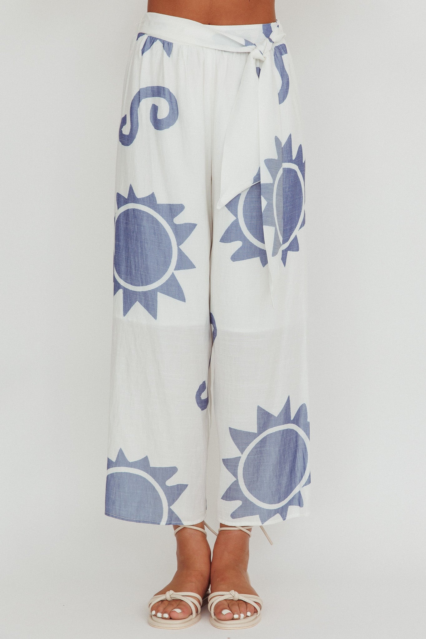 Nectar Sun Print Wide Leg Pants Blue by Selfie Leslie Australia