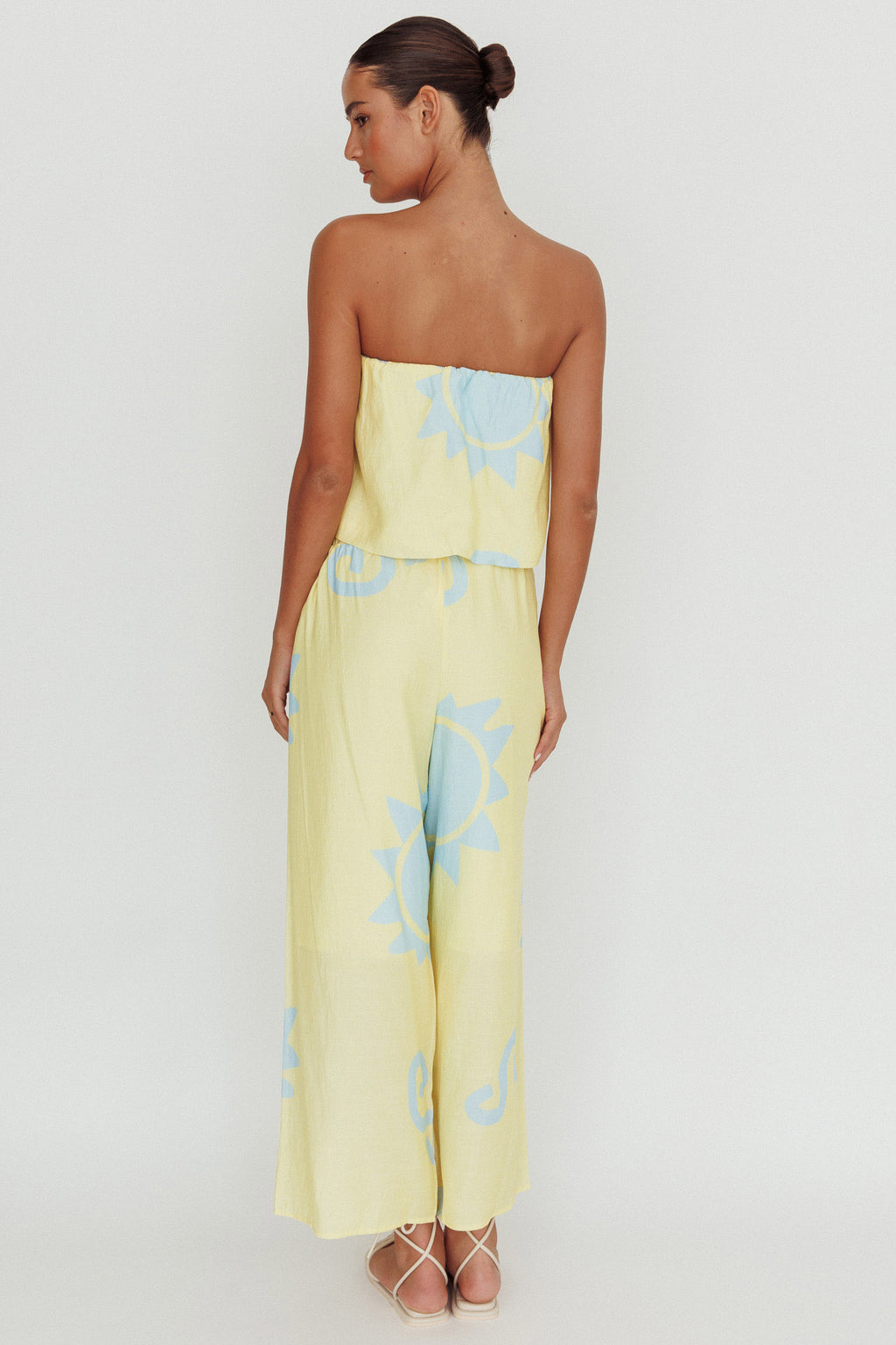 Nectar Sun Print Wide Leg Pants Yellow by Selfie Leslie Australia