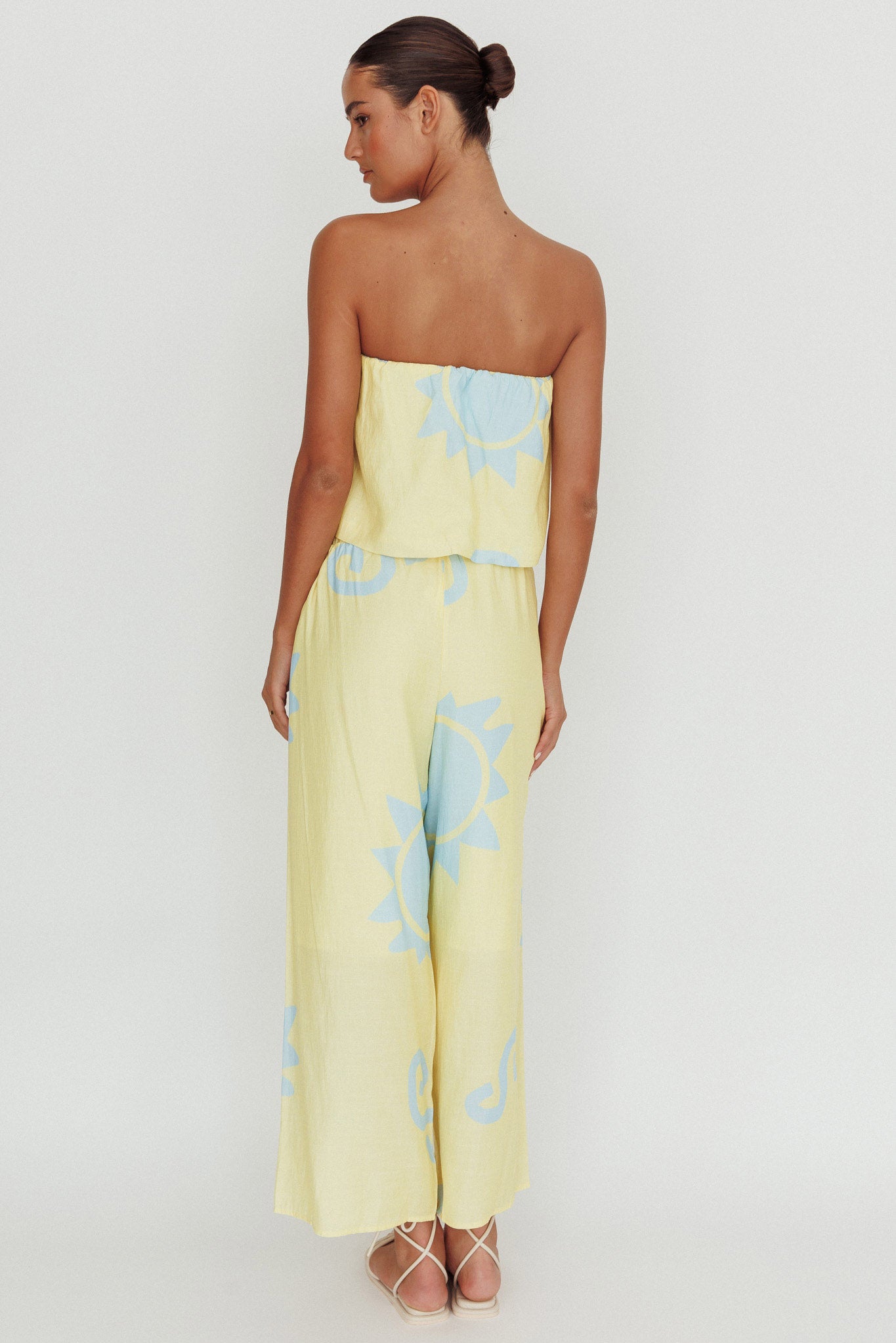 Nectar Sun Print Wide Leg Pants Yellow by Selfie Leslie Australia