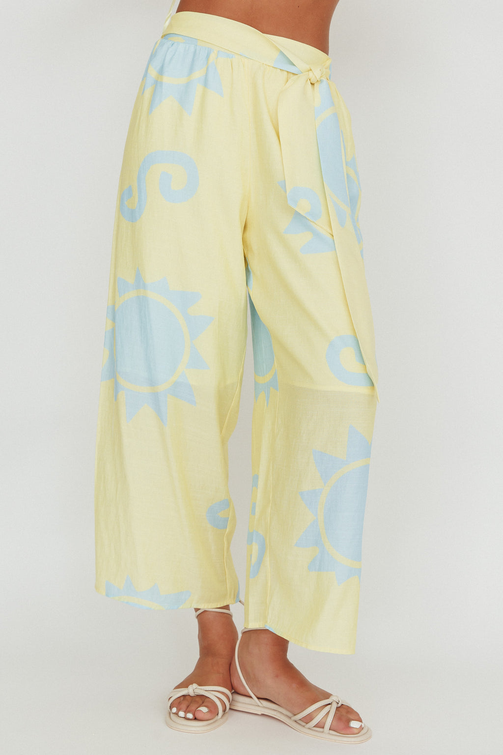 Nectar Sun Print Wide Leg Pants Yellow by Selfie Leslie Australia