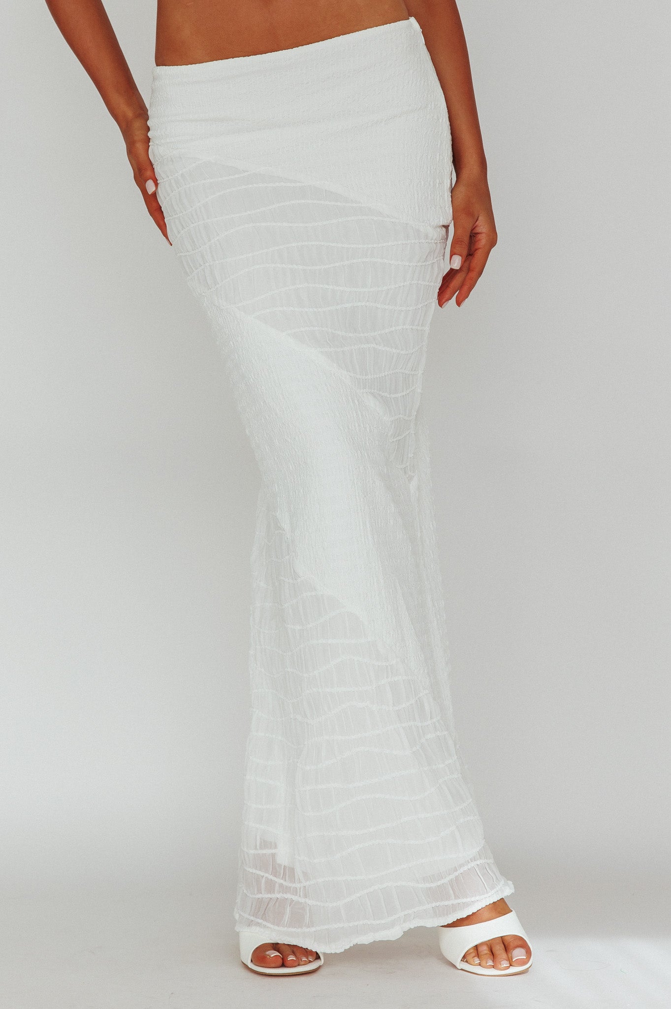 Bindi Puckered Midi Skirt White by Selfie Leslie Australia